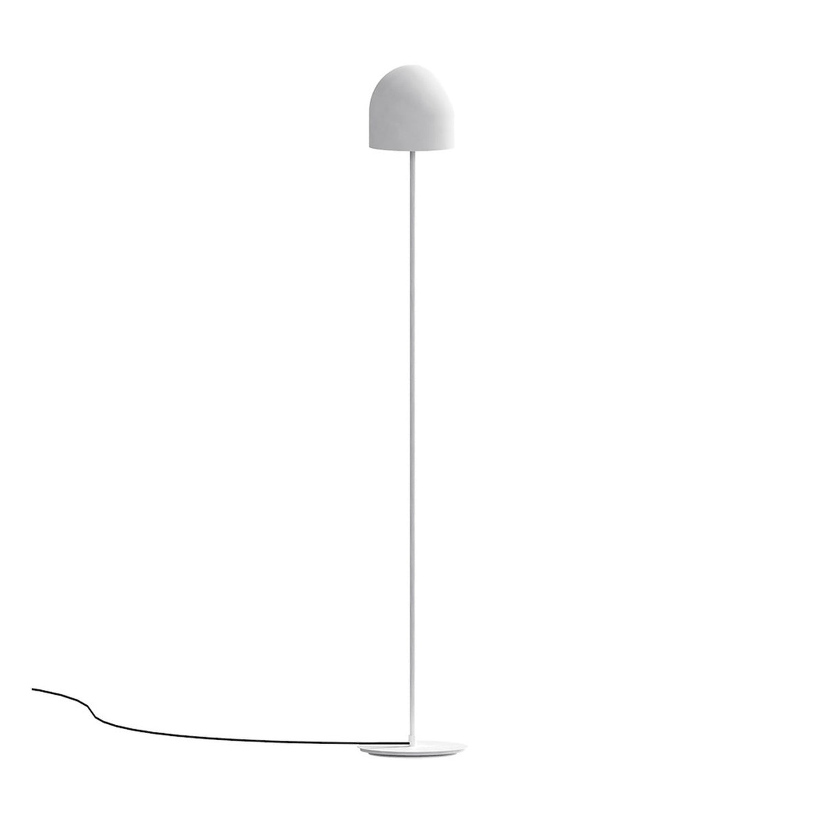 Rio 2 Light Dome Floor Lamp in matt white, with a rounded dome shade on a slim stem and round disc base, shown on a plain white background.