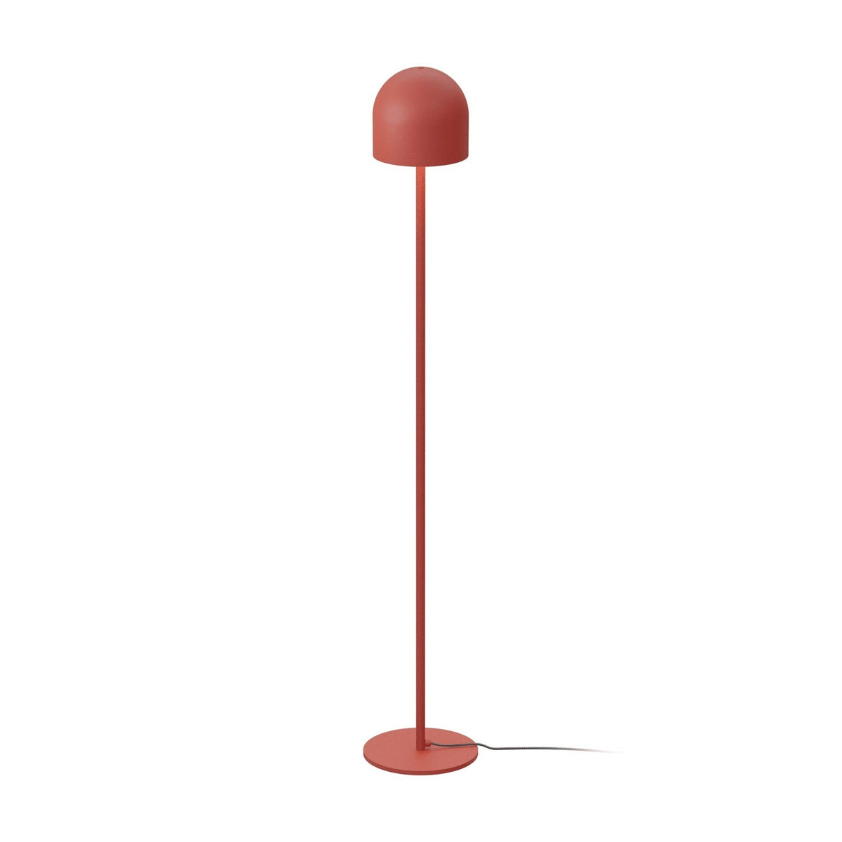 Rio 2 Light Dome Floor Lamp in red, featuring a rounded dome shade on a slim straight stem with a flat round base, iron construction, shown on a plain white background.