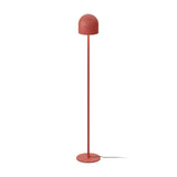 Rio 2 Light Dome Floor Lamp in red, featuring a rounded dome shade on a slim straight stem with a flat round base, iron construction, shown on a plain white background.