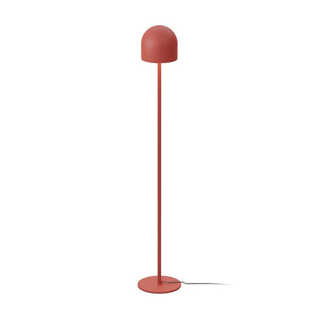 Rio 2 Light Dome Floor Lamp in red, featuring a rounded dome shade on a slim straight stem with a flat round base, iron construction, shown on a plain white background.