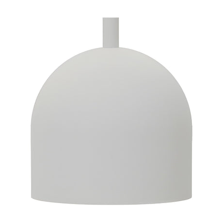 Rio Dome Pendant Light in matt white iron with a rounded dome shade and slim stem fitting, shown on a plain white background.