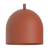 Rio Dome Pendant Light in red iron with a rounded dome shade, slim matching stem, and textile cable, shown on a plain white background.