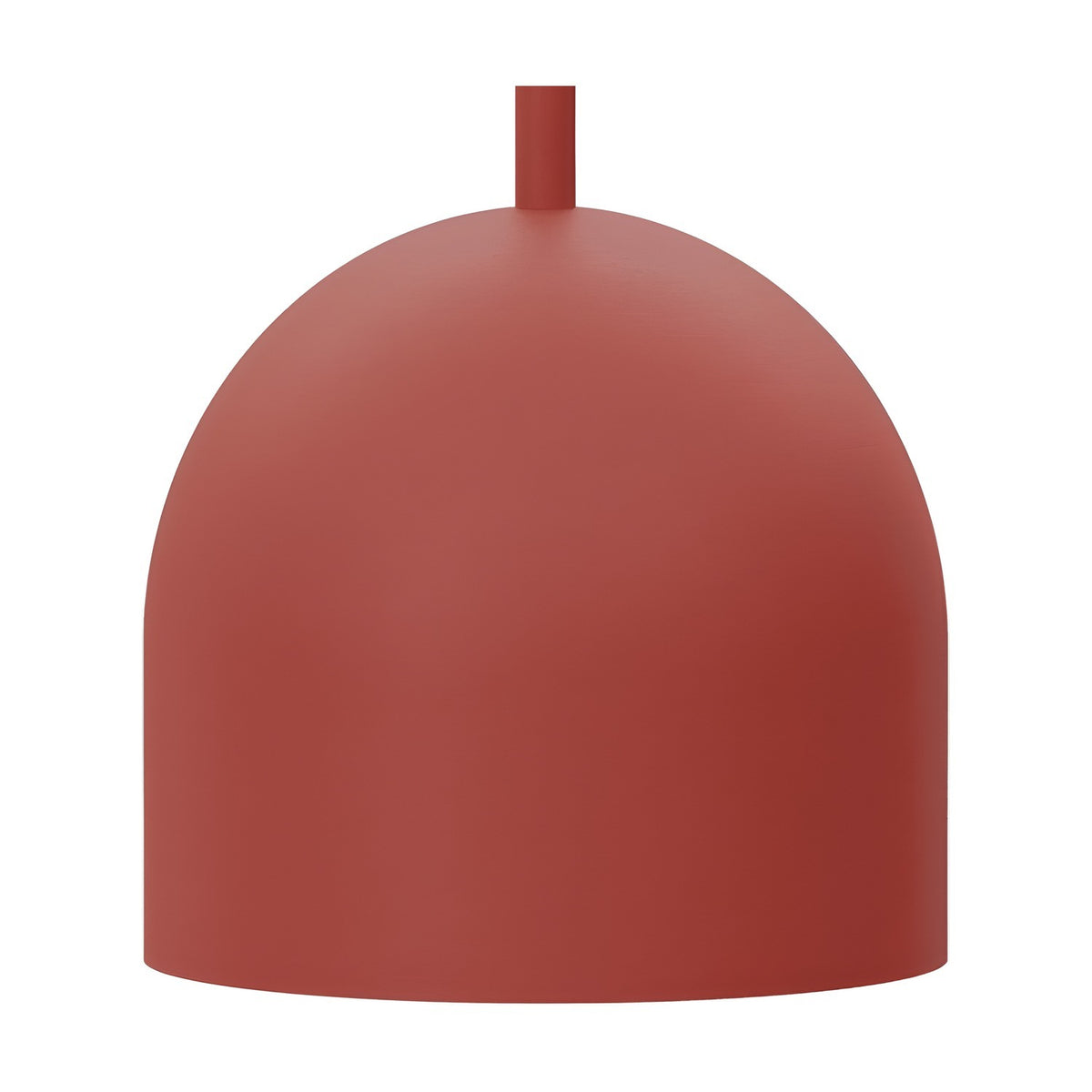 Rio Dome Pendant Light in red iron, a rounded dome shade with a matching slim stem rising from the crown, shown on a plain white background.