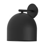 Rio Dome Wall Light in matt black iron, featuring a rounded dome shade on a short arm extending from a circular wall plate, shown against a plain white background.