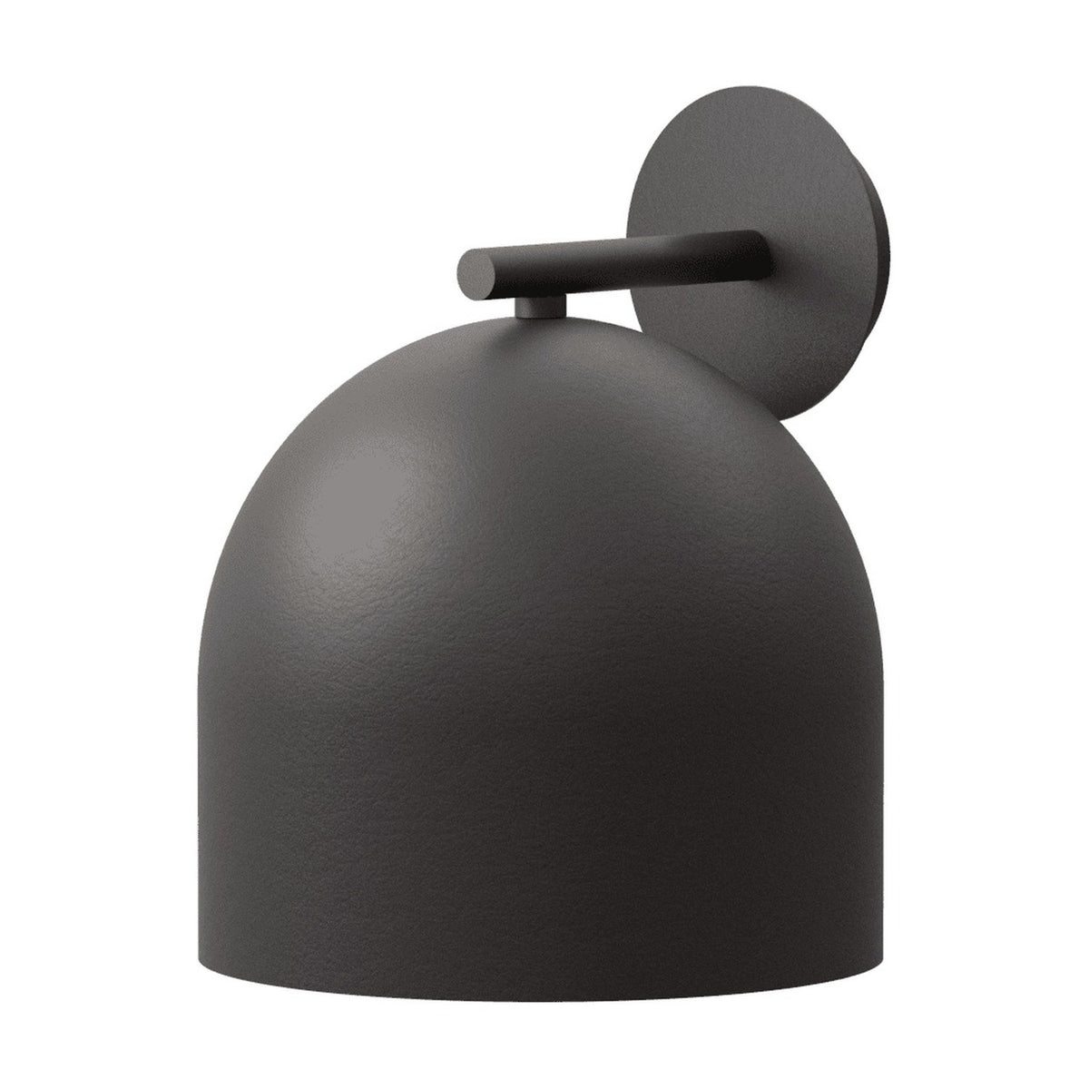 Rio Dome Wall Light in matt black iron, featuring a rounded dome shade on a short arm extending from a circular wall plate, shown on a plain white background.