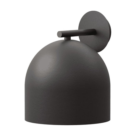 Rio Dome Wall Light in matt black iron, featuring a rounded dome shade on a short arm extending from a circular wall plate, shown on a plain white background.