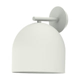 Rio Dome Wall Light in matt white iron, featuring a round wall plate, straight arm, and downward-facing dome shade, shown against a plain white background.