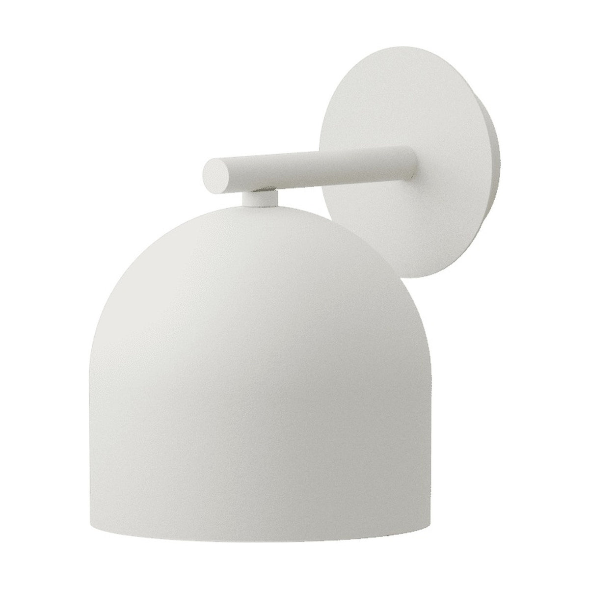 Rio Dome Wall Light in matt white iron, featuring a round wall plate, straight arm, and downward-facing dome shade, shown against a plain white background.