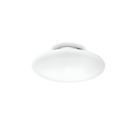 The Orlix Ceiling & Wall Light in white features a smooth, minimalist design with a sleek metal base and is mounted against a plain white background. Its diameter is 33cm.