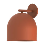 Rio Dome Wall Light in red, a single rounded iron dome shade on a slim arm from a round wall plate, shown against a plain white background.