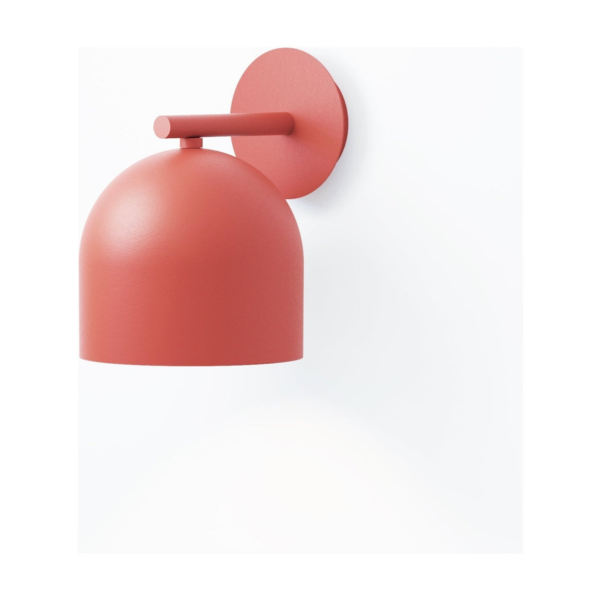 Rio Dome Wall Light in red, a single round dome shade on a short straight arm from a circular iron wall plate, shown on a plain white background.