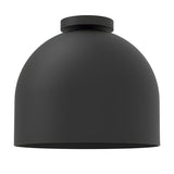 Rio Dome Flush Ceiling Light in matt black, a deep bell-shaped iron dome shade with a small round canopy, shown on a plain white background.