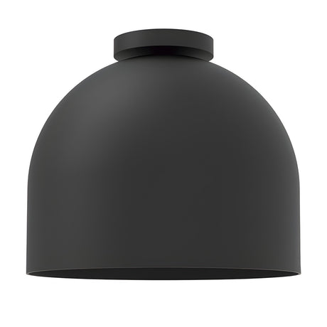 Rio Dome Flush Ceiling Light in matt black, a deep bell-shaped iron dome shade with a small round canopy, shown on a plain white background.