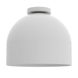 Rio Dome Flush Ceiling Light in matt white, a rounded bell-shaped shade with iron construction mounted flush via a round ceiling canopy, shown against a plain white background.