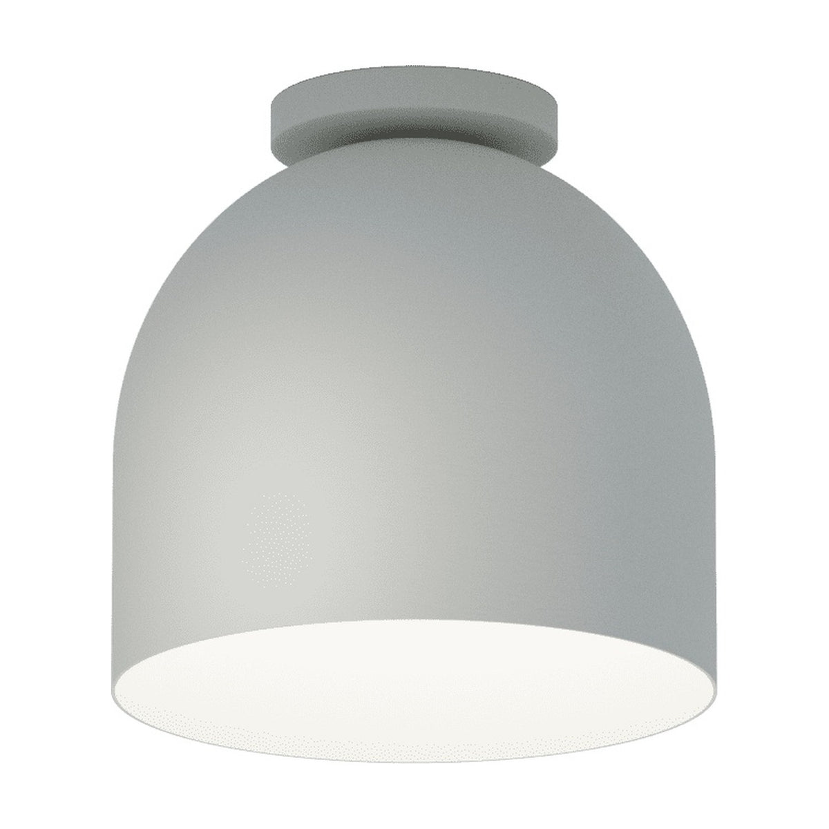 Rio Dome Flush Ceiling Light in matt white, a rounded bell-shaped shade on a round ceiling canopy, iron construction for a GX53 lamp, shown on a plain white background.