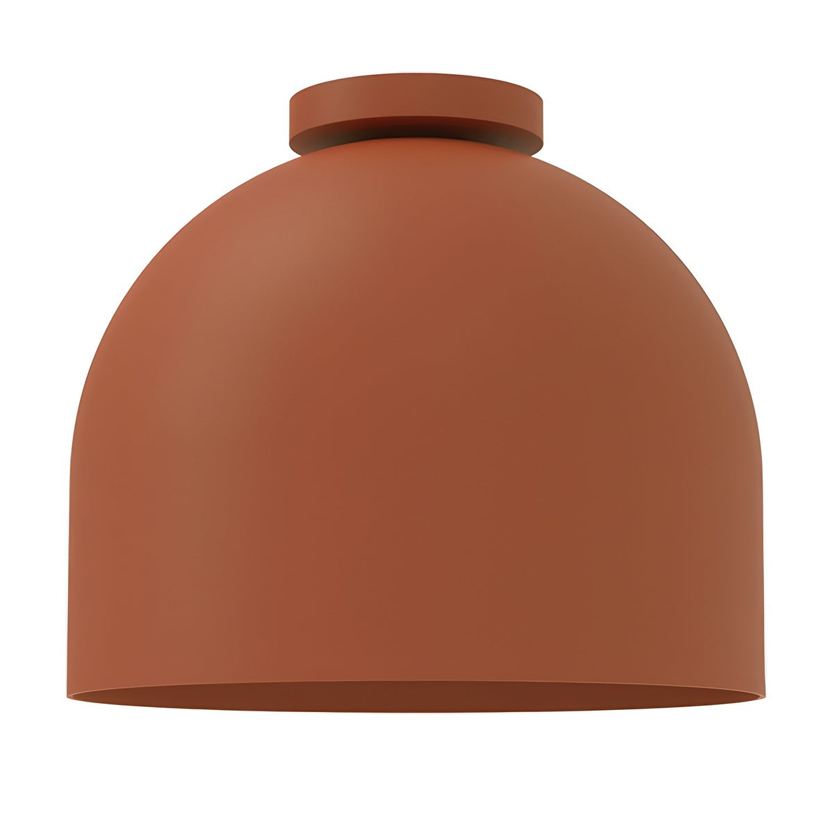Rio Dome Flush Ceiling Light in red, a rounded iron dome shade with a slim round canopy, shown on a plain white background.