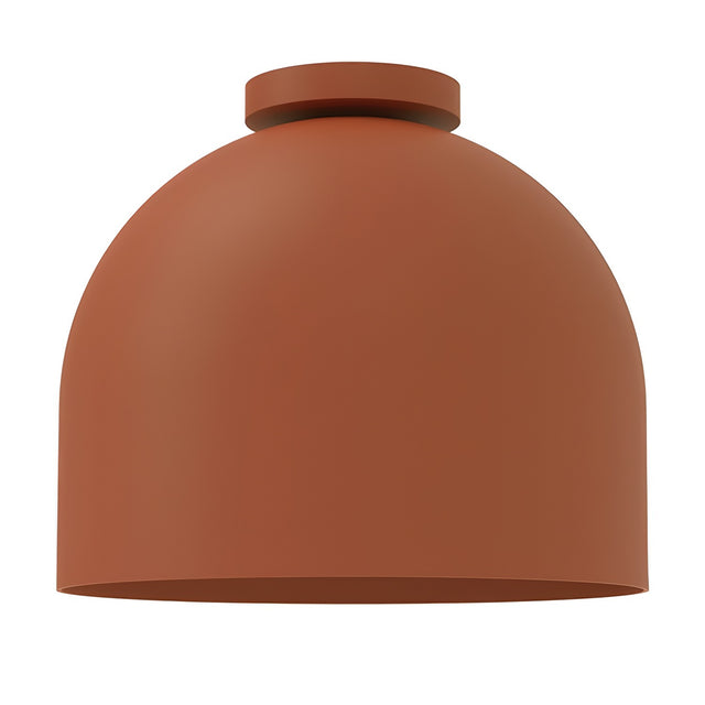 Rio Dome Flush Ceiling Light in red, a rounded iron dome shade with a slim round canopy, shown on a plain white background.