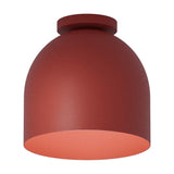Rio Dome Flush Ceiling Light in red, a dome-shaped iron shade with pink-toned interior and round ceiling canopy, shown on a plain white background.
