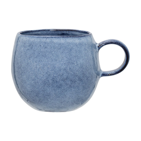 Sandrine Speckled Stoneware Mug 500ml in Blue, a rounded ceramic mug with a loop handle and speckled reactive glaze, shown on a plain white background.