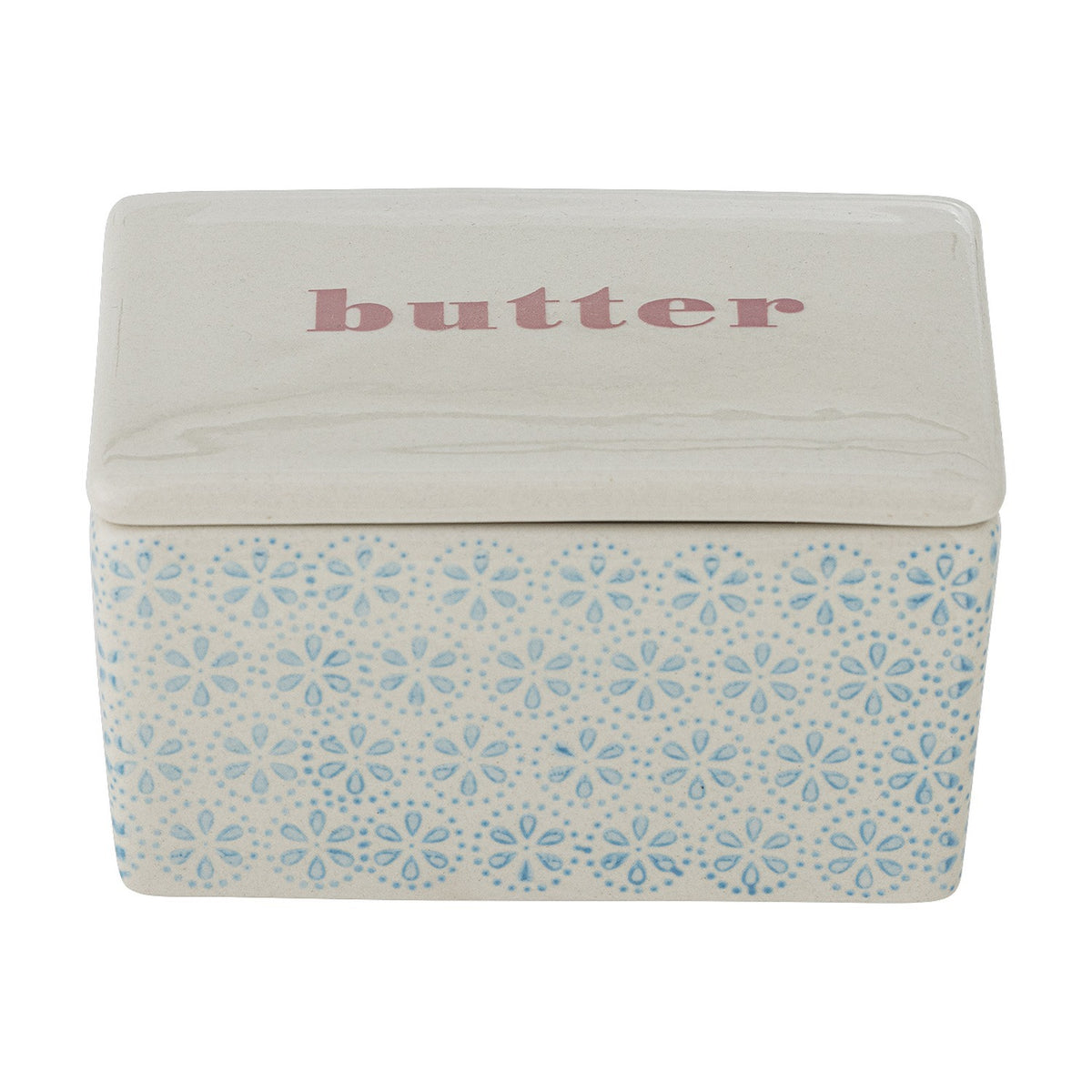 Patrizia Floral Stoneware Butter Dish - Blue