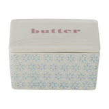 Patrizia Floral Stoneware Butter Dish - Blue