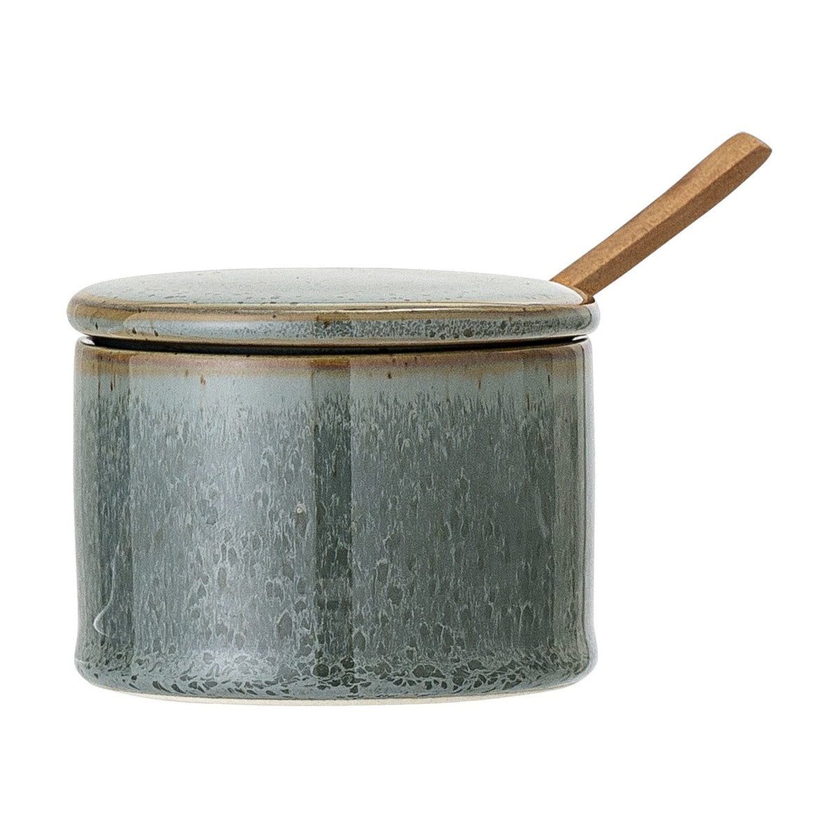 Pixie Stoneware Jar with Lid & Spoon 200ml - Green