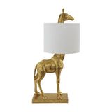 Silas Giraffe Resin Table Lamp with Linen Shade - Gold