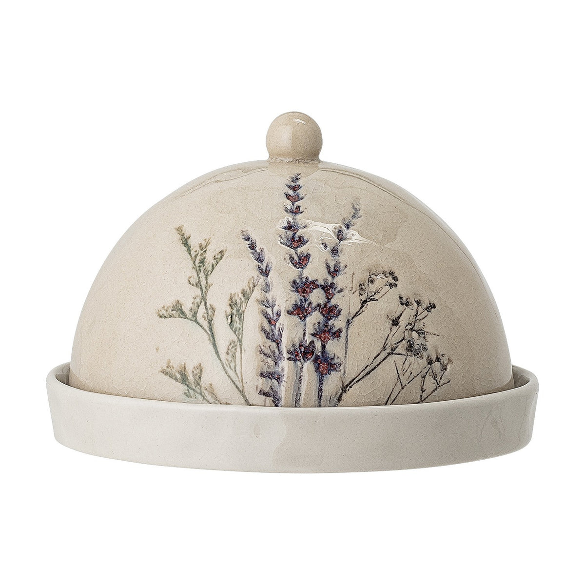 Bea Crackle Stoneware Butter Dish - Beige