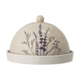 Bea Crackle Stoneware Butter Dish - Beige