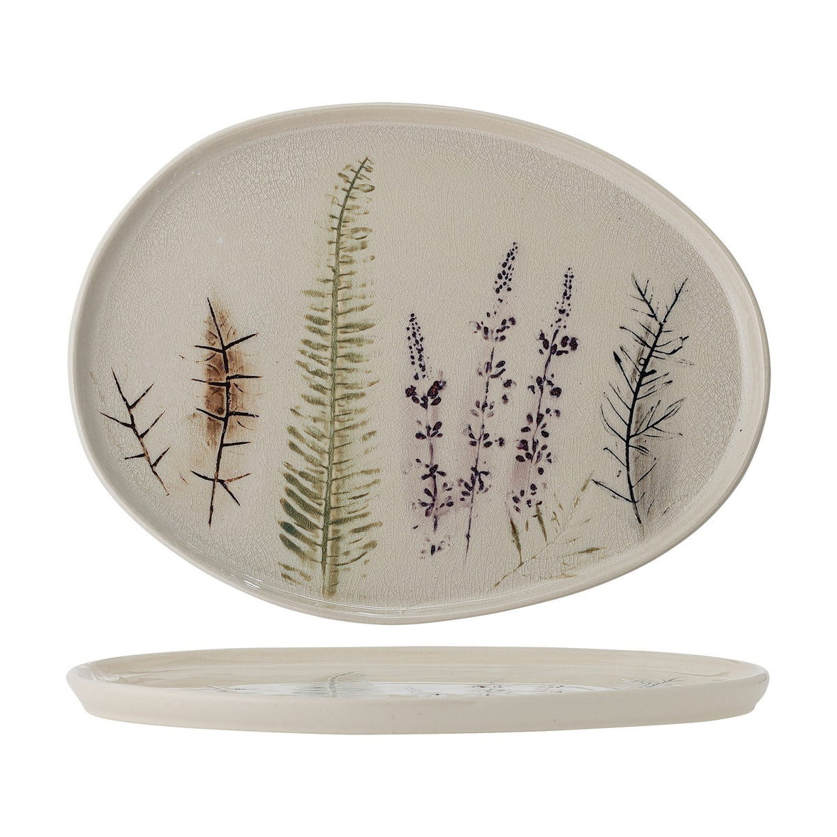 Bea Crackle Stoneware Platter 34.5x26cm - Cream