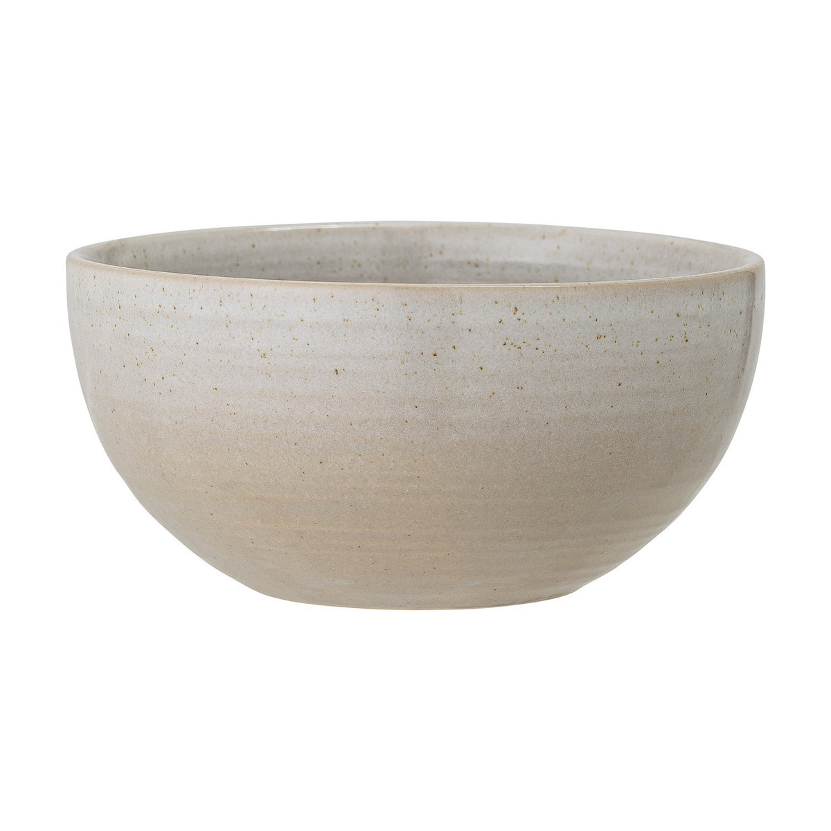 Taupe Stoneware Bowl 13cm in grey ceramic, round shape with speckled surface, curved walls, and a plain rounded rim, shown against a plain white background.