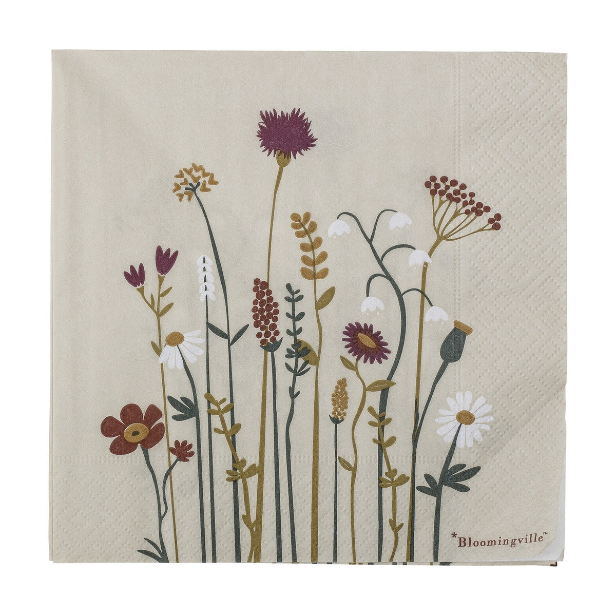 Paige Floral Paper Napkins Pack of 20 - Beige