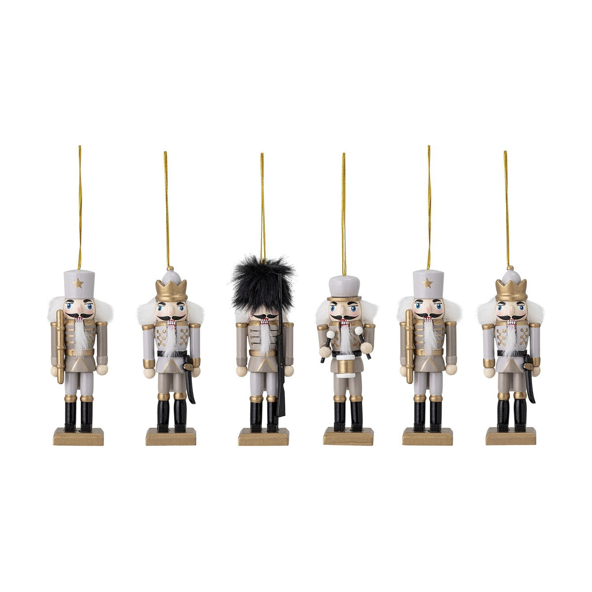 Nikita Wooden Christmas Tree Decorations Set of 6 - Grey