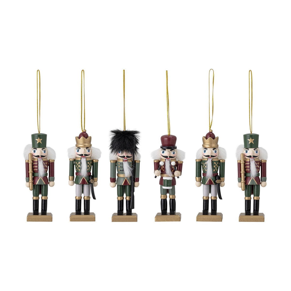 Nikita Wooden Christmas Tree Decorations Set of 6 - Multi