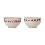 Jolly Heart Stoneware Christmas Bowls 14cm Set of 2 - Cream