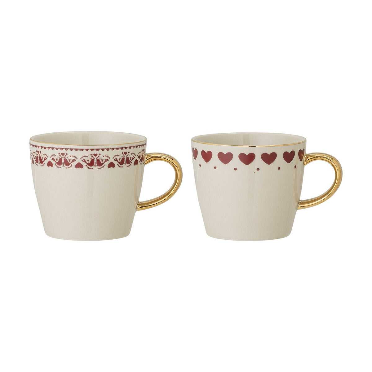 Jolly Stoneware Christmas Mugs 300ml Set of 2 - Cream