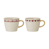 Jolly Stoneware Christmas Mugs 300ml Set of 2 - Cream