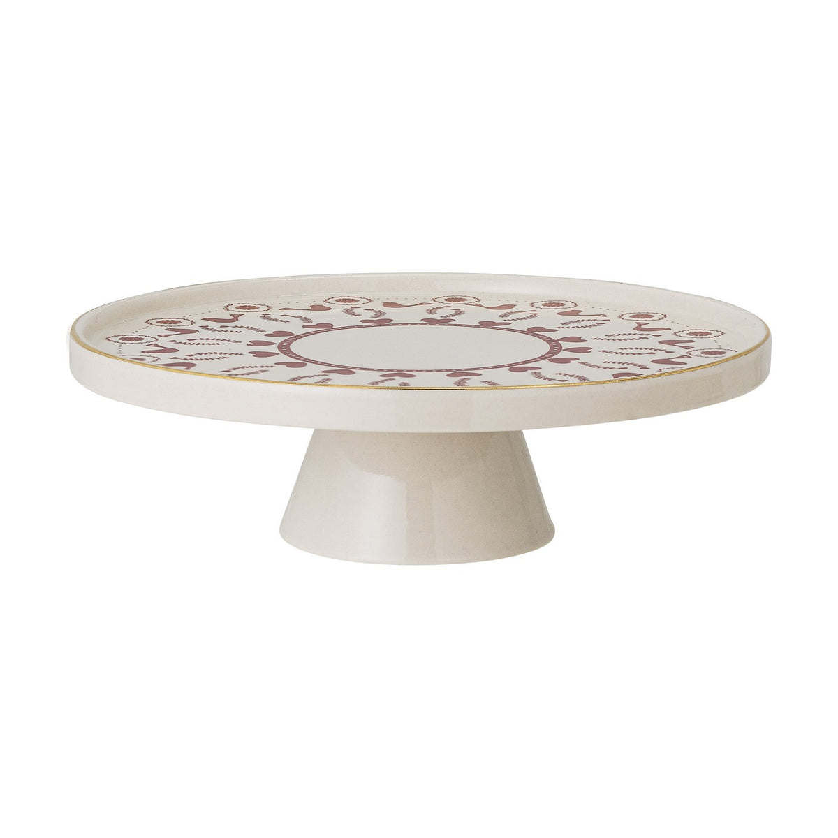 Jolly Floral Stoneware Christmas Cake Stand - Cream