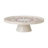 Jolly Floral Stoneware Christmas Cake Stand - Cream