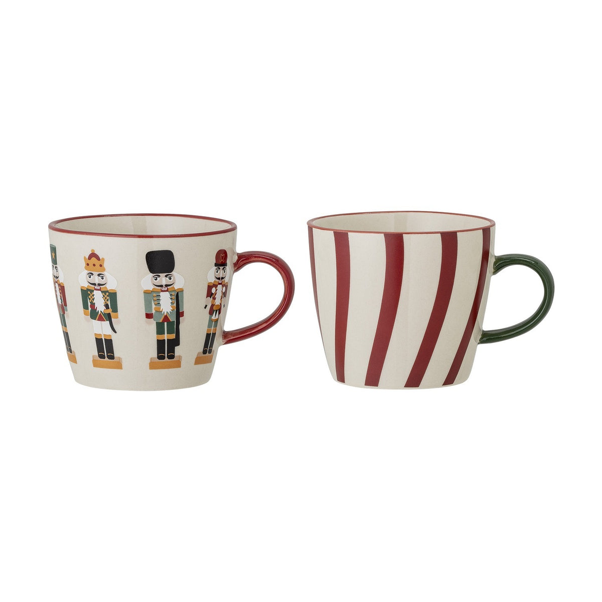 Jolly Striped Stoneware Christmas Mugs 300ml Set of 2 - Multi