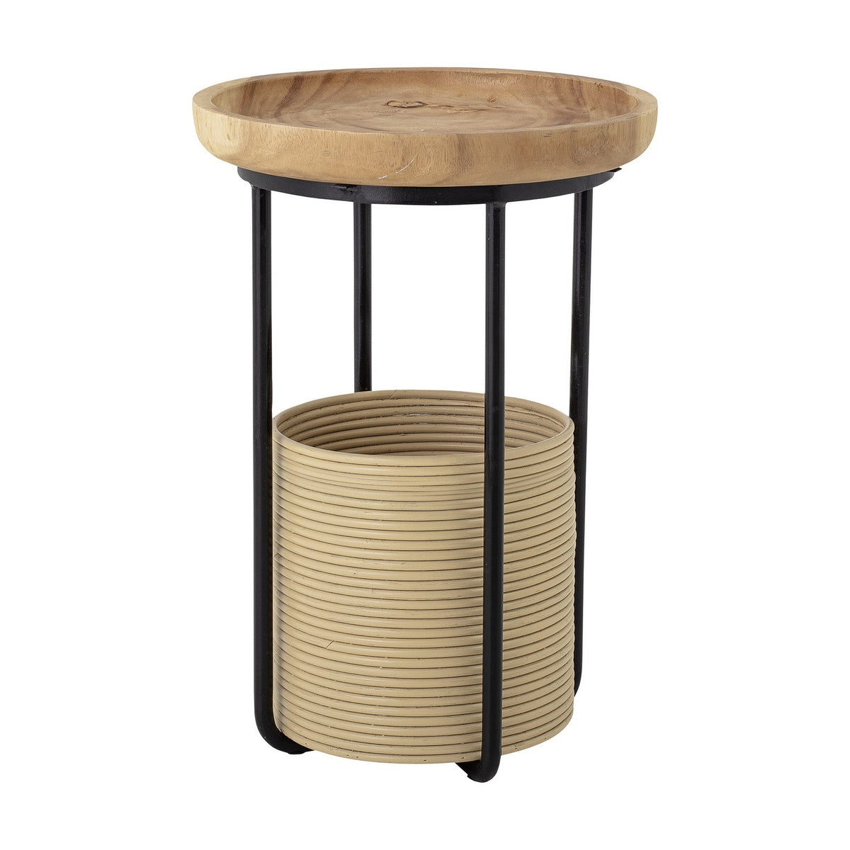 Hitti Round Wooden Side Table - Natural