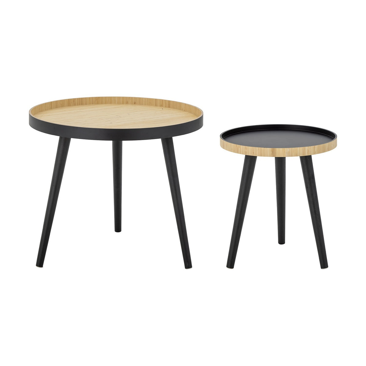 Cappuccino Round Bamboo Coffee Tables Set of 2 - Black