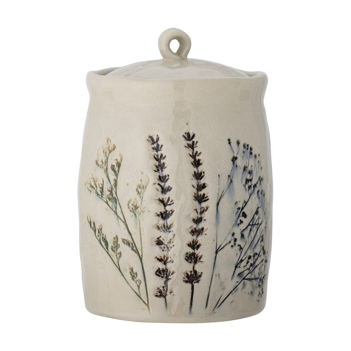 Bea Floral Stoneware Storage Jar with Lid 1300ml - Cream