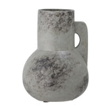 Tias Ceramic Vase 23cm in grey, round-bodied with a tall straight neck and flat side handle, finished in a mottled cloudy grey, shown on a plain white background.