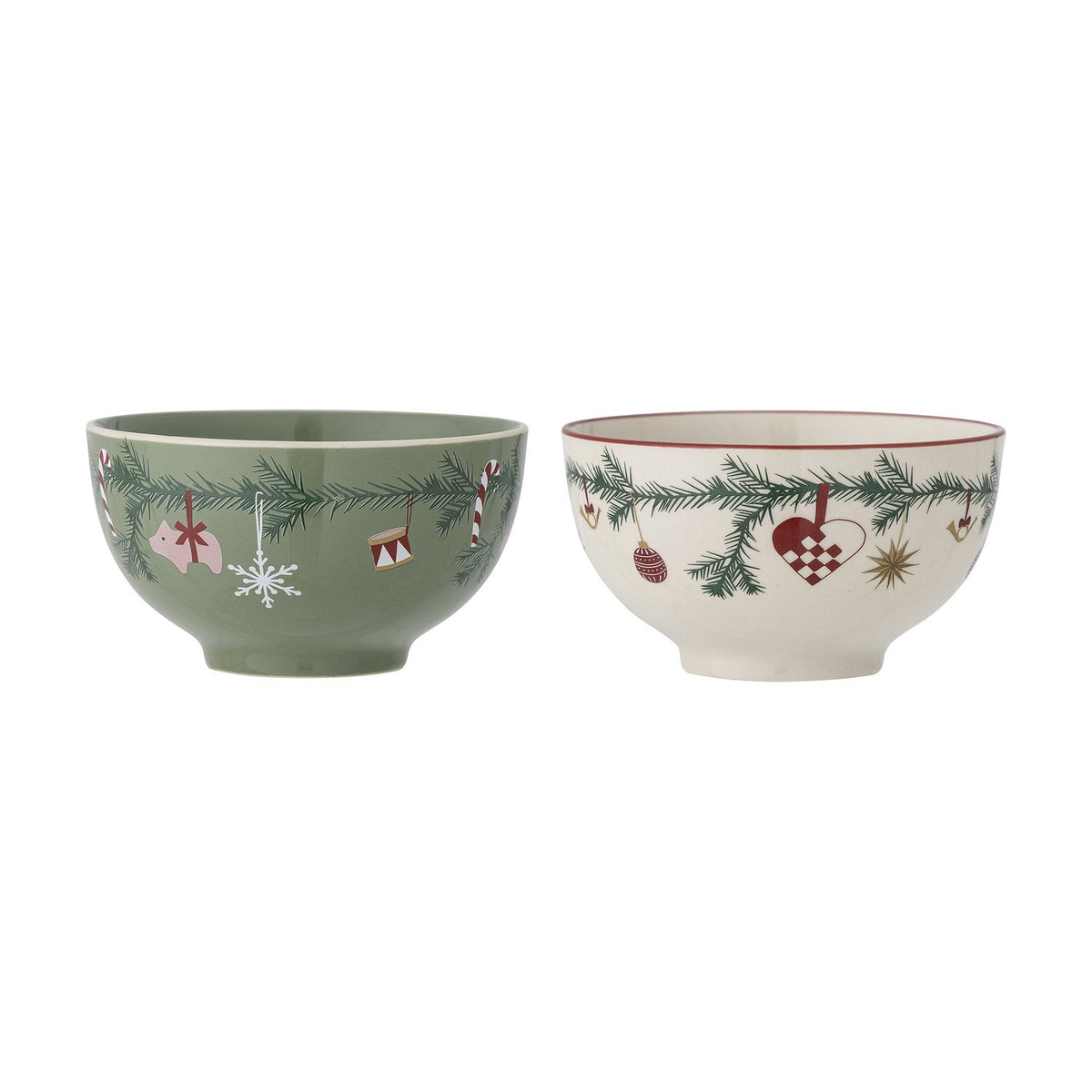 Yule Snowflake Stoneware Christmas Bowls 14cm Set of 2 - Multi