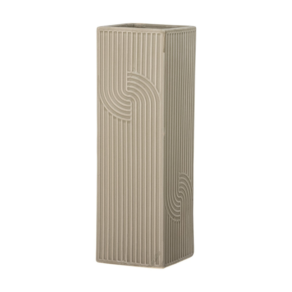 Heeira Square Stoneware Vase 26cm - Beige