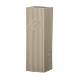 Heeira Square Stoneware Vase 26cm - Beige