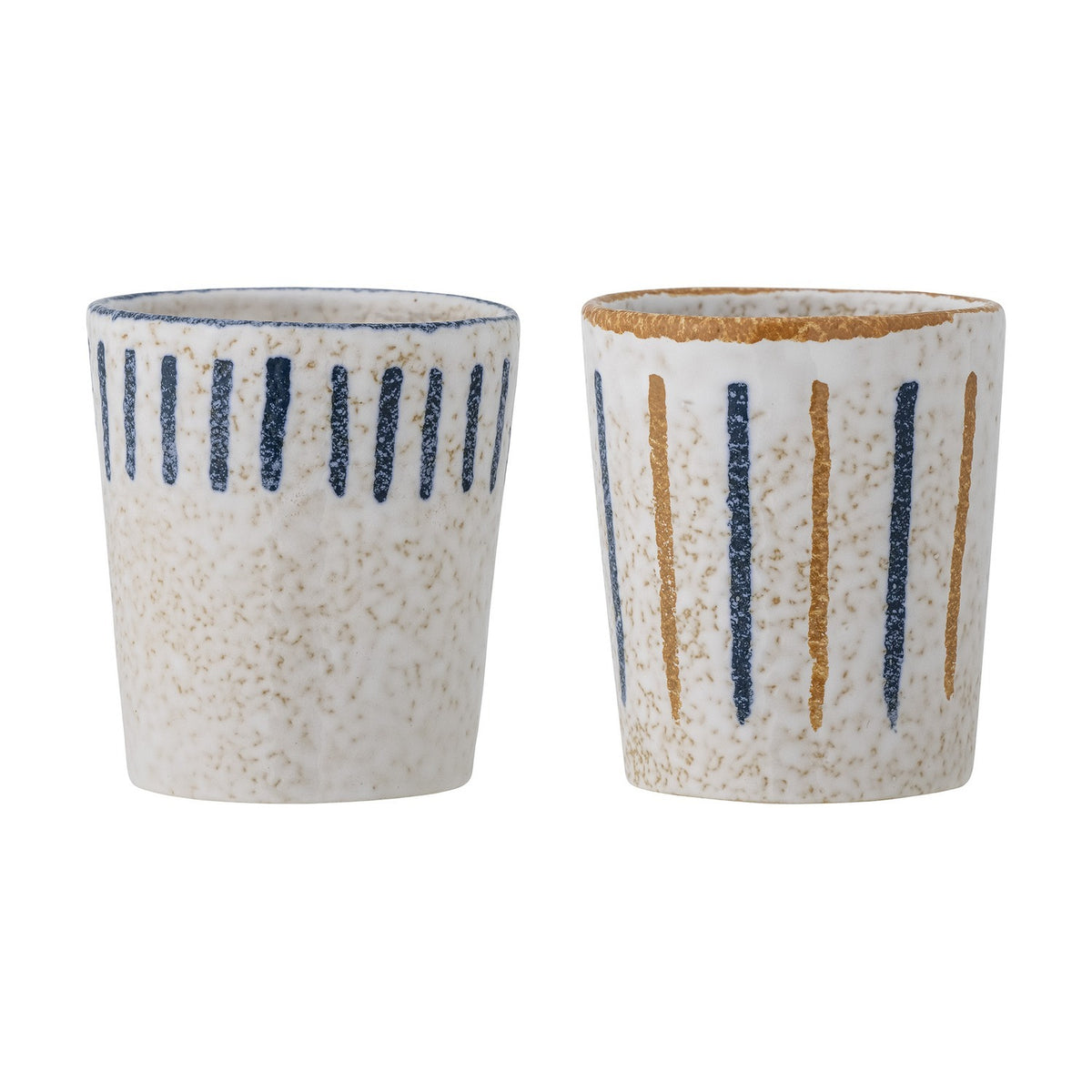 Lobelia Striped Stoneware Cups 250ml Set of 2 - Cream