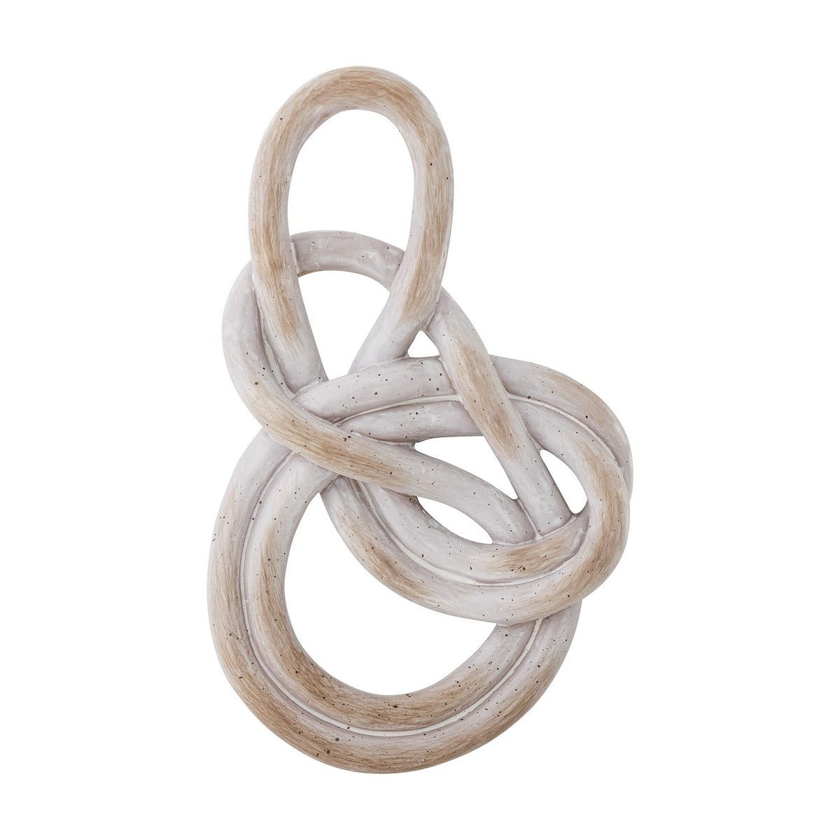 Sifan Resin Wall Decor in beige, a knotted polyresin cord with looped, crossed design and brushed streaked finish, shown against a plain white background.