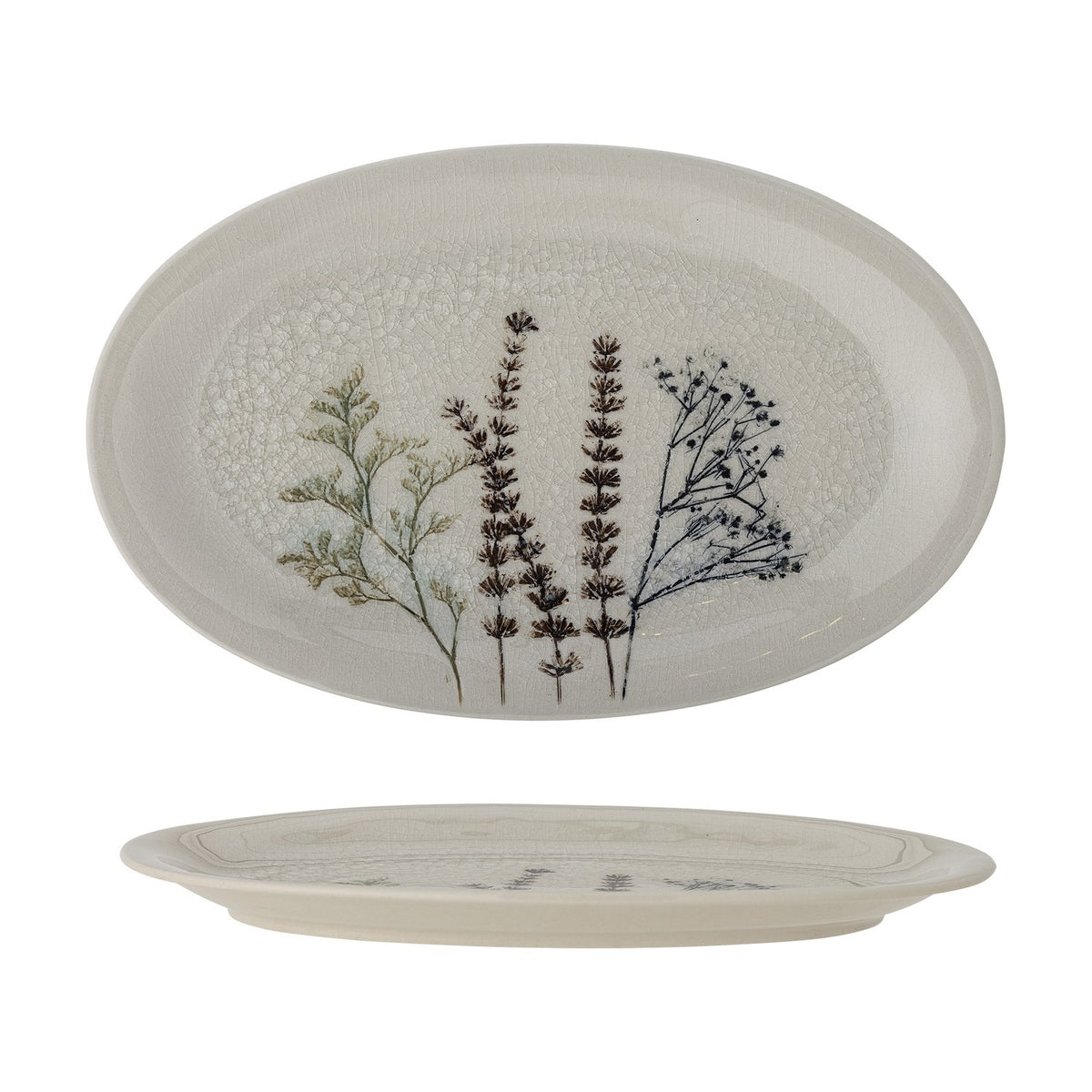 Bea Crackle Stoneware Platter 28.5x18cm - Cream